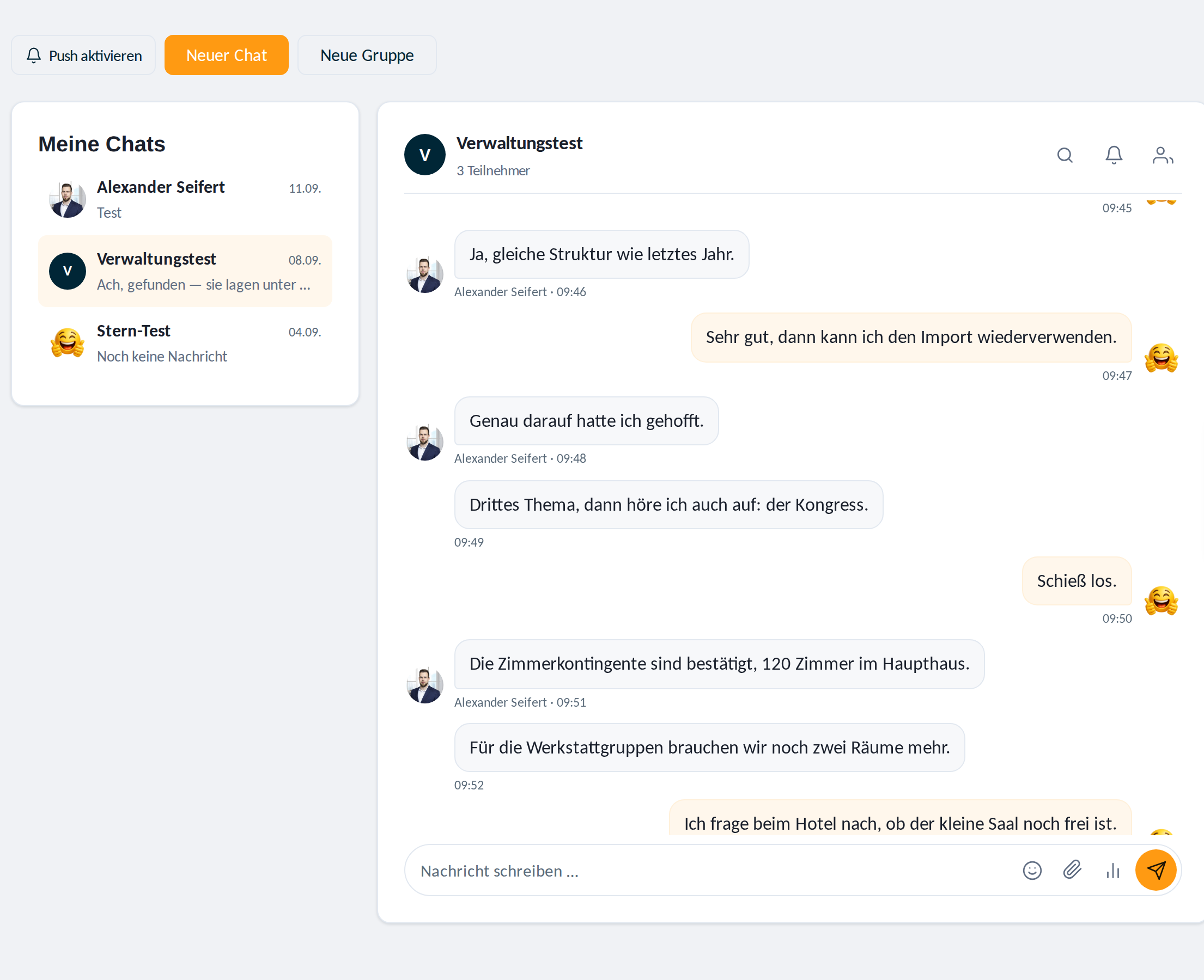 Chat im Mitgliederportal